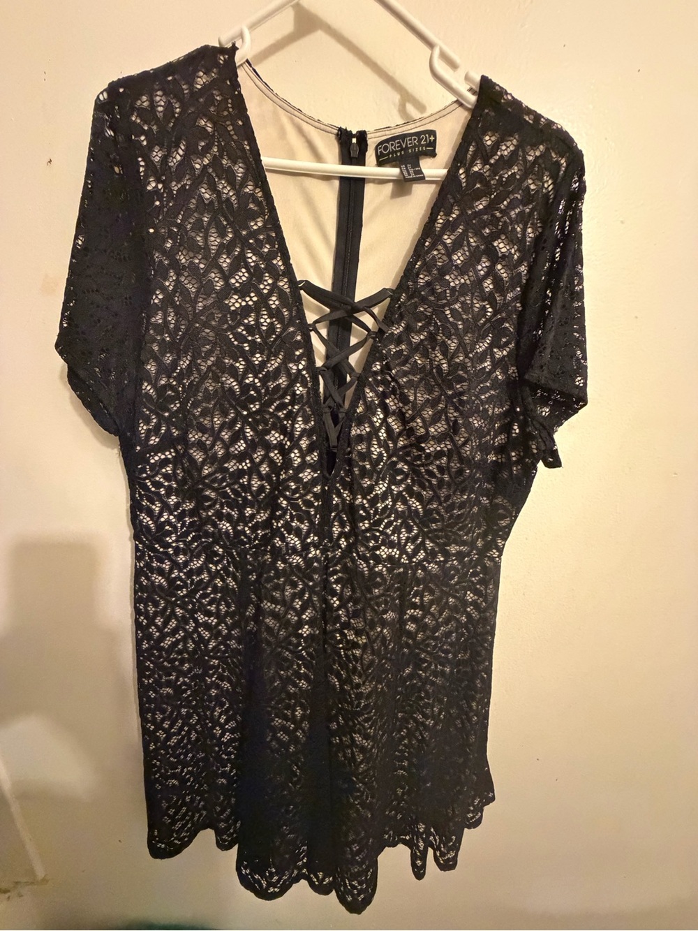 Forever 21 Black Lace-Up Lace Dress Plus size